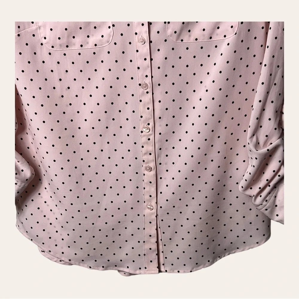 1130. Talbots BUTTON UP TOP POLKA DOTS PATTERN PI… - image 4